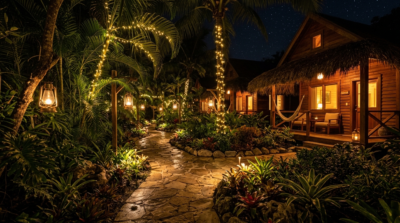 Jardim e Área Externa Iluminada